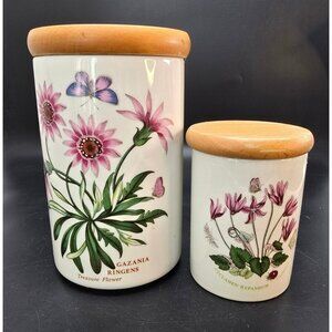 Portmeirion Botanic Garden Ceramic Storage Jars With Wooden Lids DH1397